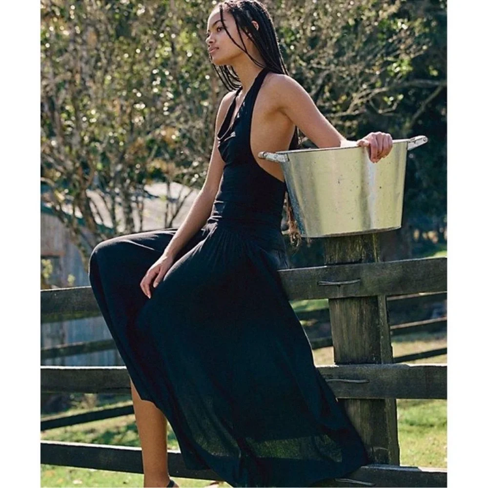 ❤️ NWT! Free People ‘Sasha Convertible Maxi Dress’ XL Black - Picture 9 of 9